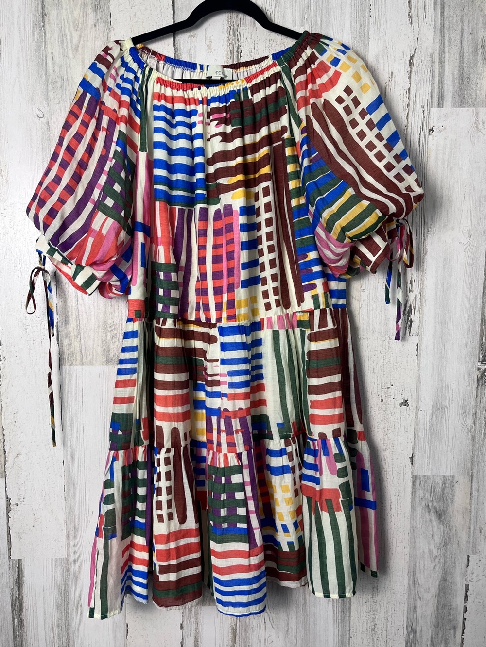 Pinch Multicolor Elastic Gathered Chest Trim with Stripe Accents Large